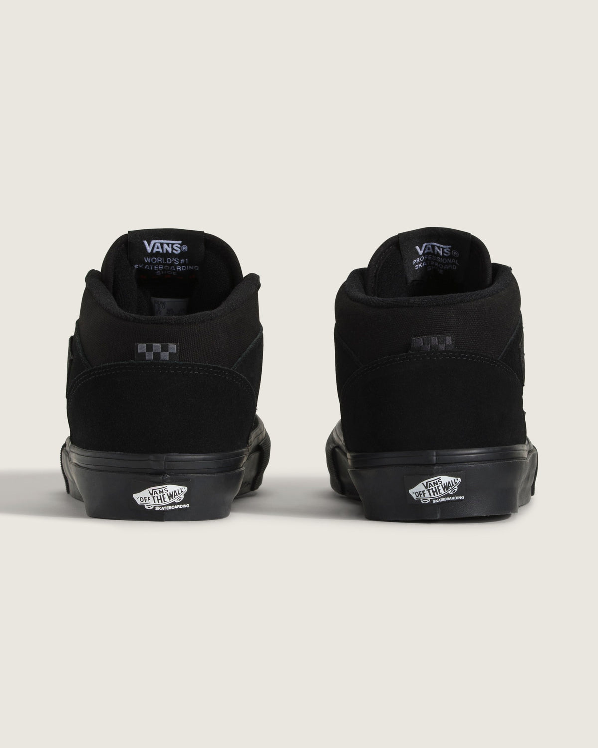 Vans Half Cab All Black Suede Canvas Mid-Top Unisex Skate Shoes