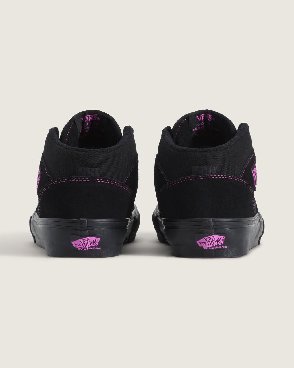 Vans Half Cab Black Pink Stitching Suede Canvas Mid-Top Unisex Skate Shoes