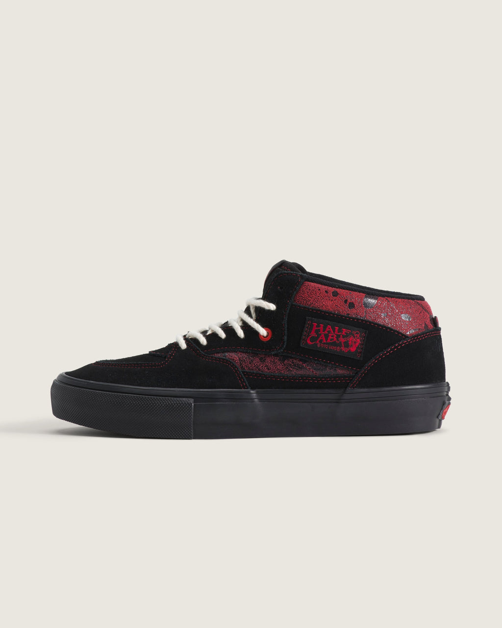 Vans Half Cab Black Red Pattern Suede Mid-Top Unisex Skate Shoes