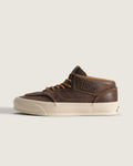 Vans Half Cab Brown Leather Off-White Sole Mid-Top Unisex Skate Shoes