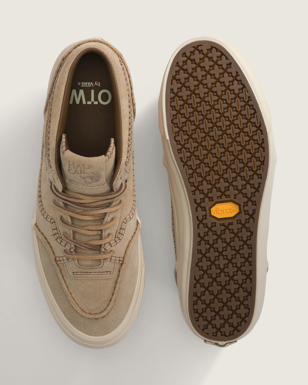 Vans Half Cab Khaki Suede Off-White Sole Mid-Top Unisex Skate Shoes