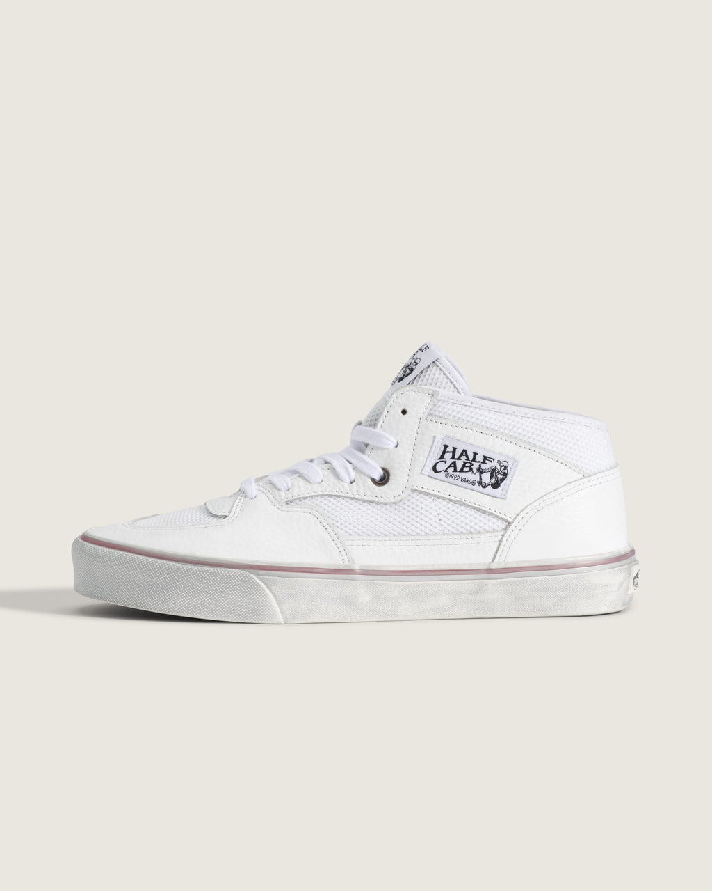 Vans Half Cab White Leather Mesh Mid-Top Unisex Skate Shoes