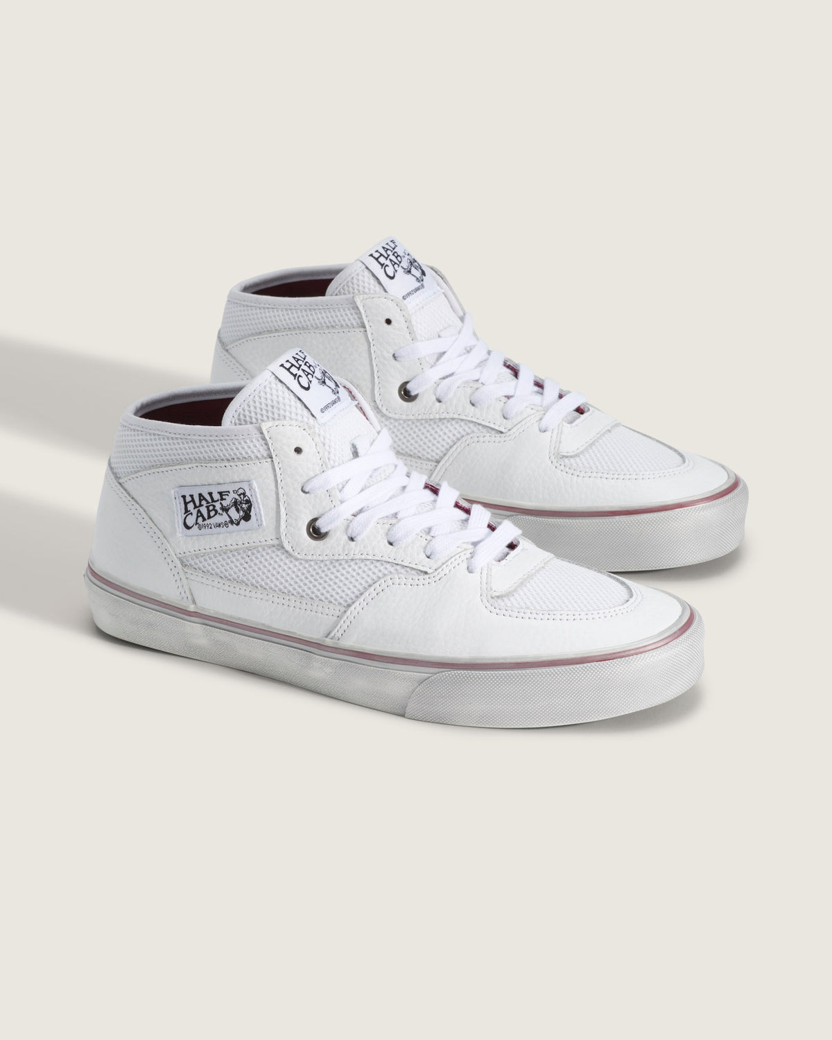 Vans Half Cab White Leather Mesh Mid-Top Unisex Skate Shoes