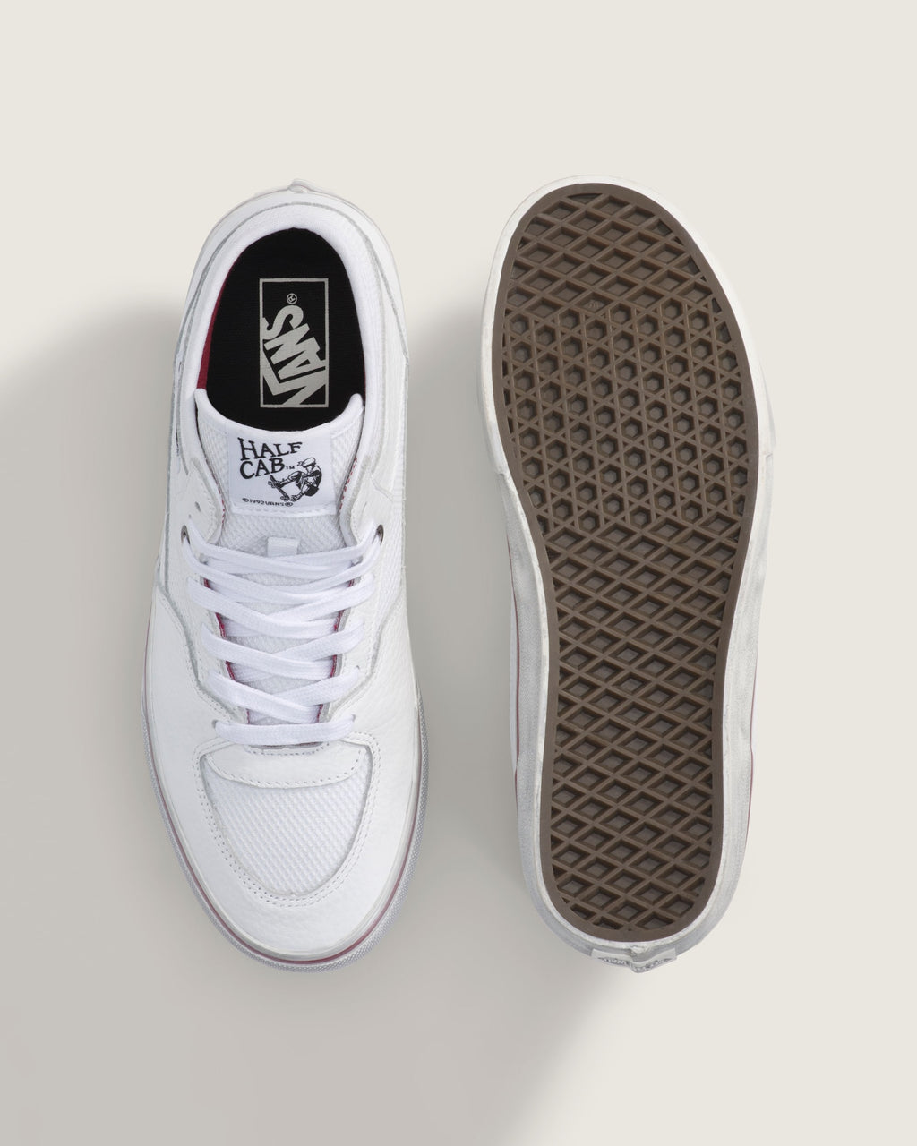 Vans Half Cab White Leather Mesh Mid-Top Unisex Skate Shoes