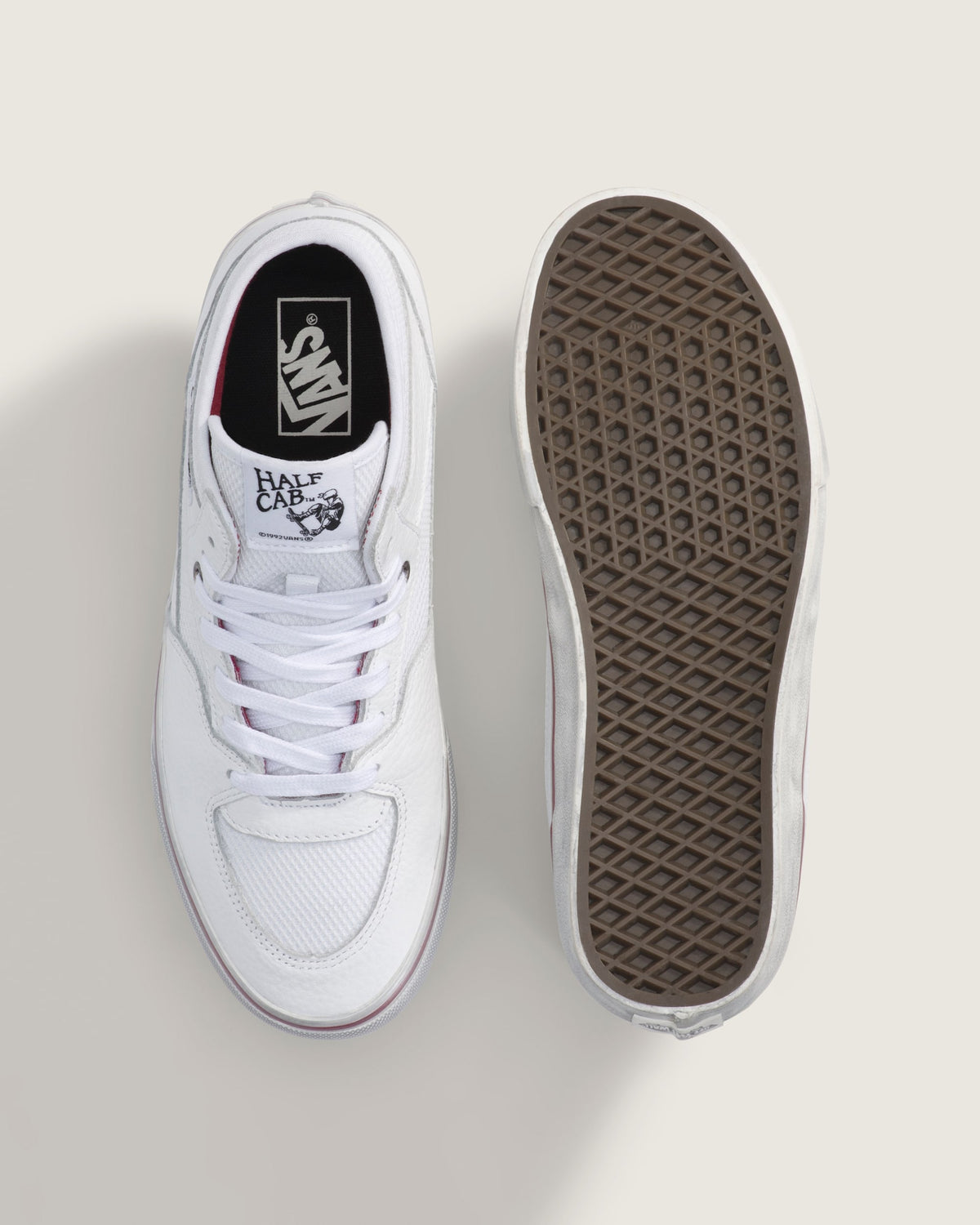Vans Half Cab White Leather Mesh Mid-Top Unisex Skate Shoes