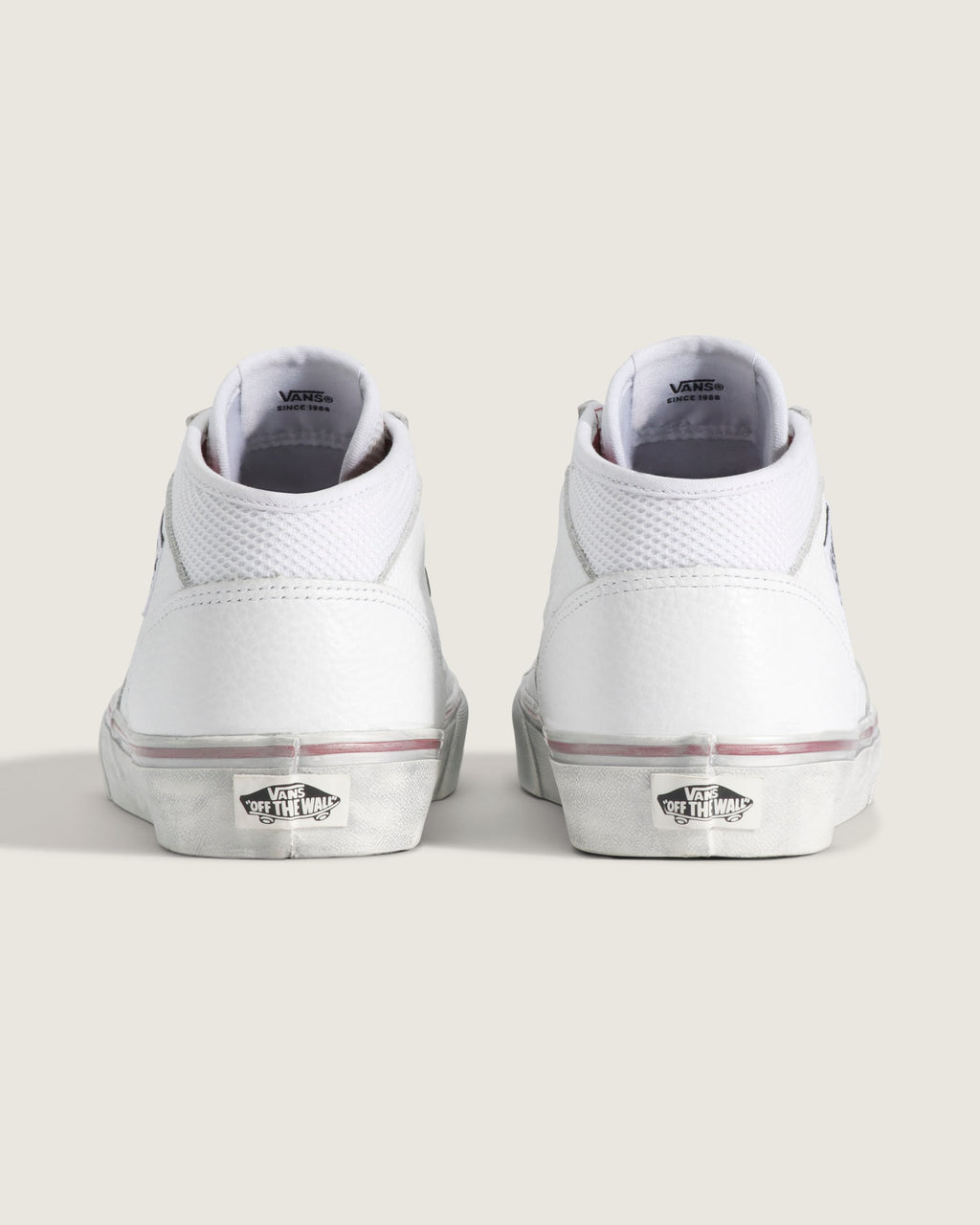 Vans Half Cab White Leather Mesh Mid-Top Unisex Skate Shoes