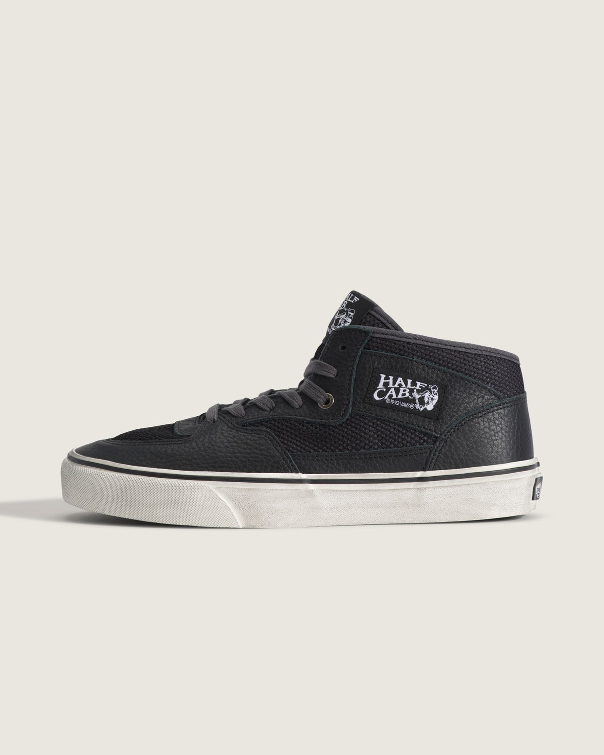 Vans Half Cab Black Leather Mesh Mid-Top Unisex Skate Shoes