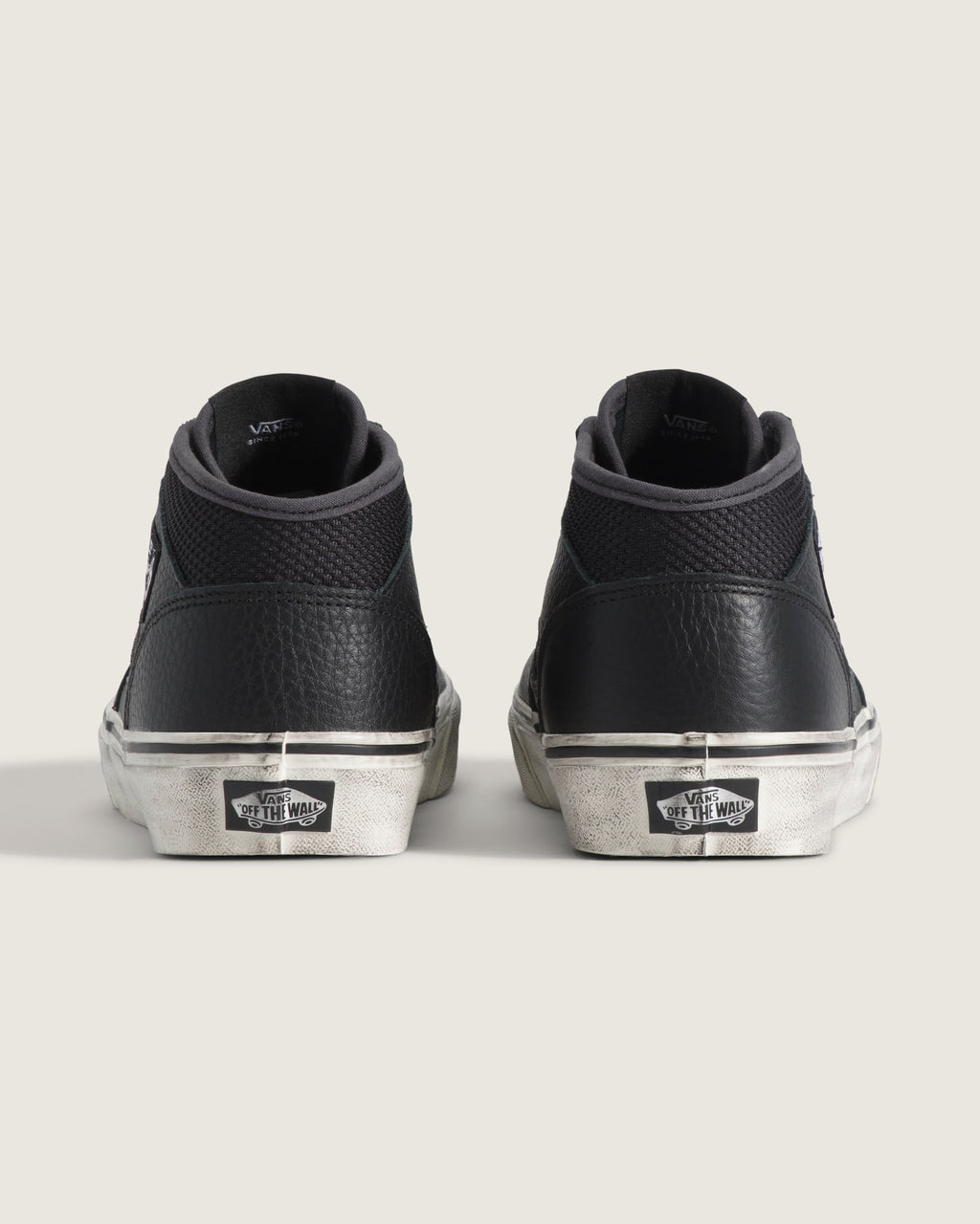 Vans Half Cab Black Leather Mesh Mid-Top Unisex Skate Shoes