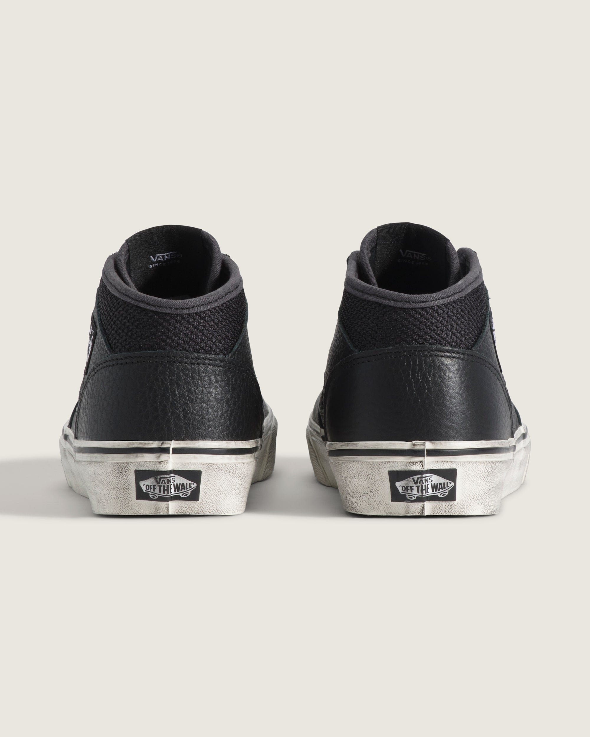 Vans Half Cab Black Leather Mesh Mid-Top Unisex Skate Shoes