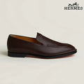 Hermès Dark Brown Smooth Leather Loafer with Embossed Logo