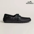 Hermès Black Leather Lace-Up Driving Shoe