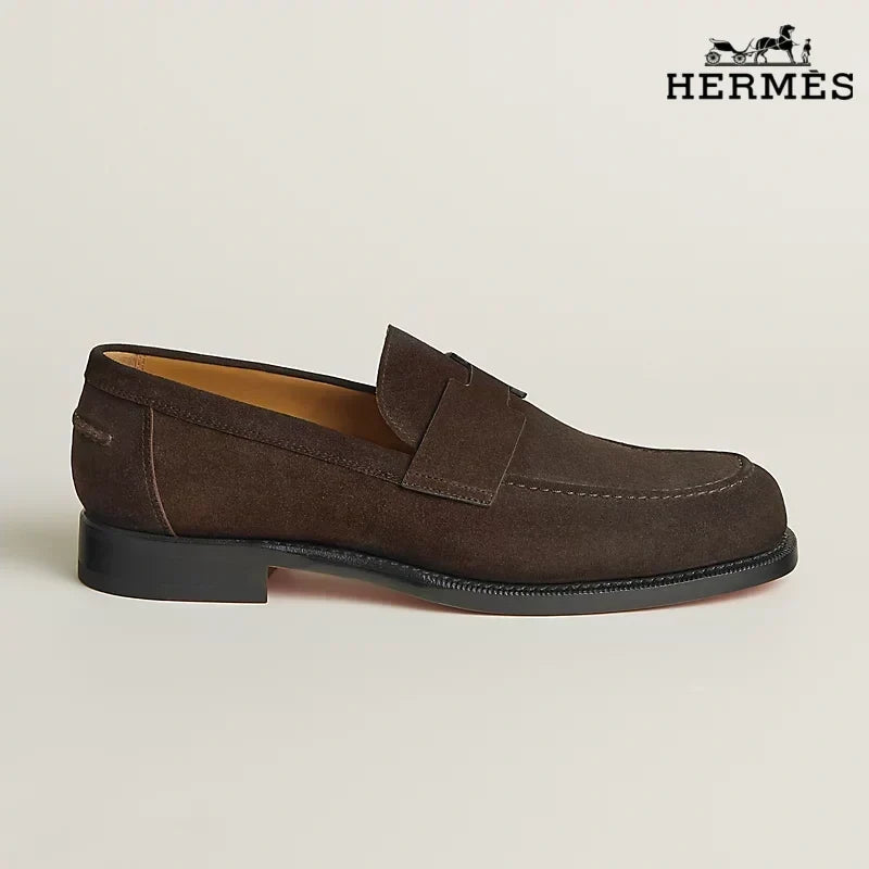 Hermès Loafer Dark Brown Suede Leather