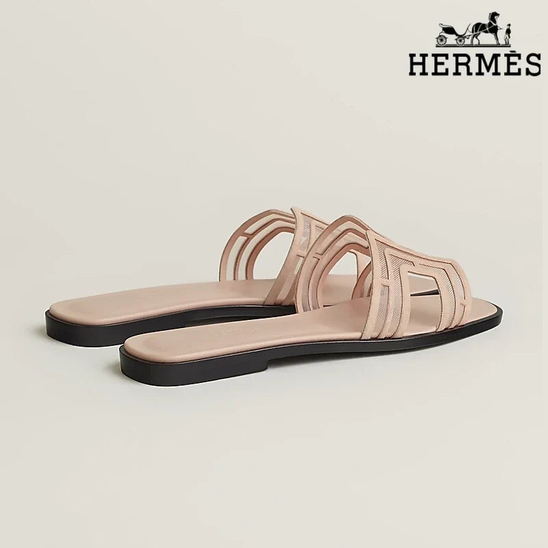 Hermès Nude Mesh Slide Sandals with H Cutout