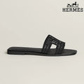 Hermès Black Mesh Slide Sandals with H Cutout