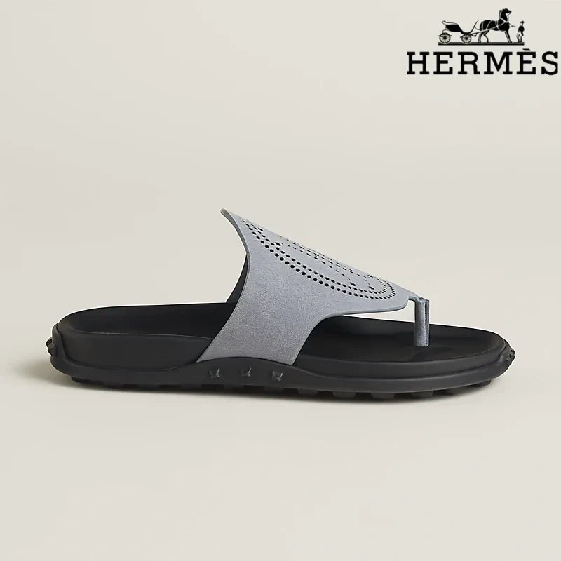 Hermès Multicolor Suede Flat Slide Sandals