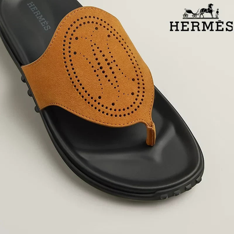 Hermès  female slides Tan Suede Thong Slide Sandals