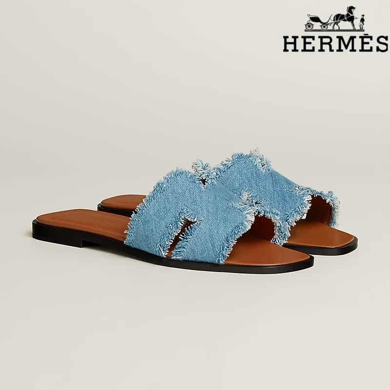 Hermès Heeled Slide Sandal Bronze Metallic Leather