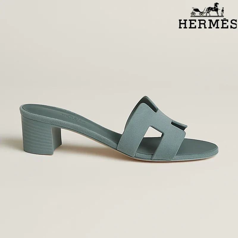 Hermès Oasis Grey-Green Heeled Sandal