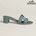 Hermès Oasis Grey-Green Heeled Sandal