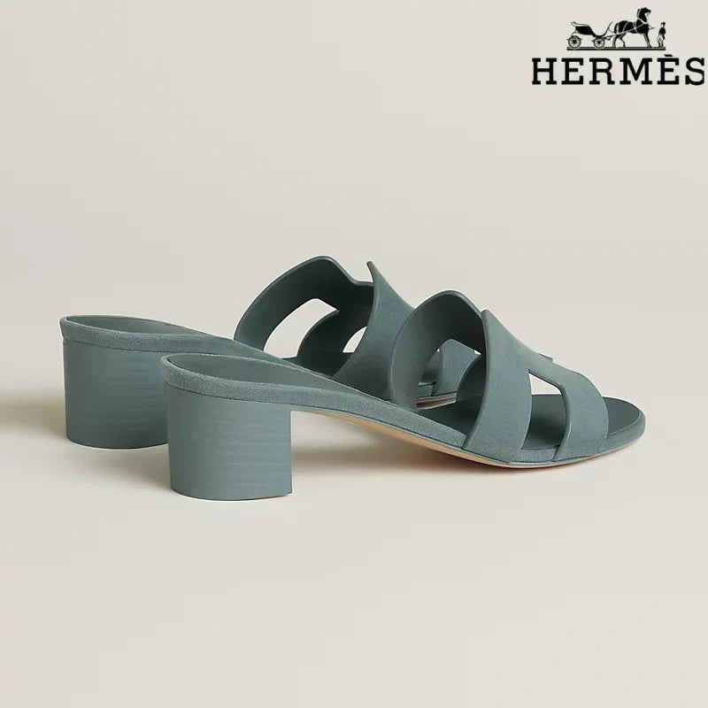 Hermès Oasis Grey-Green Heeled Sandal