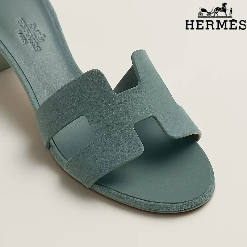 Hermès Oasis Grey-Green Heeled Sandal