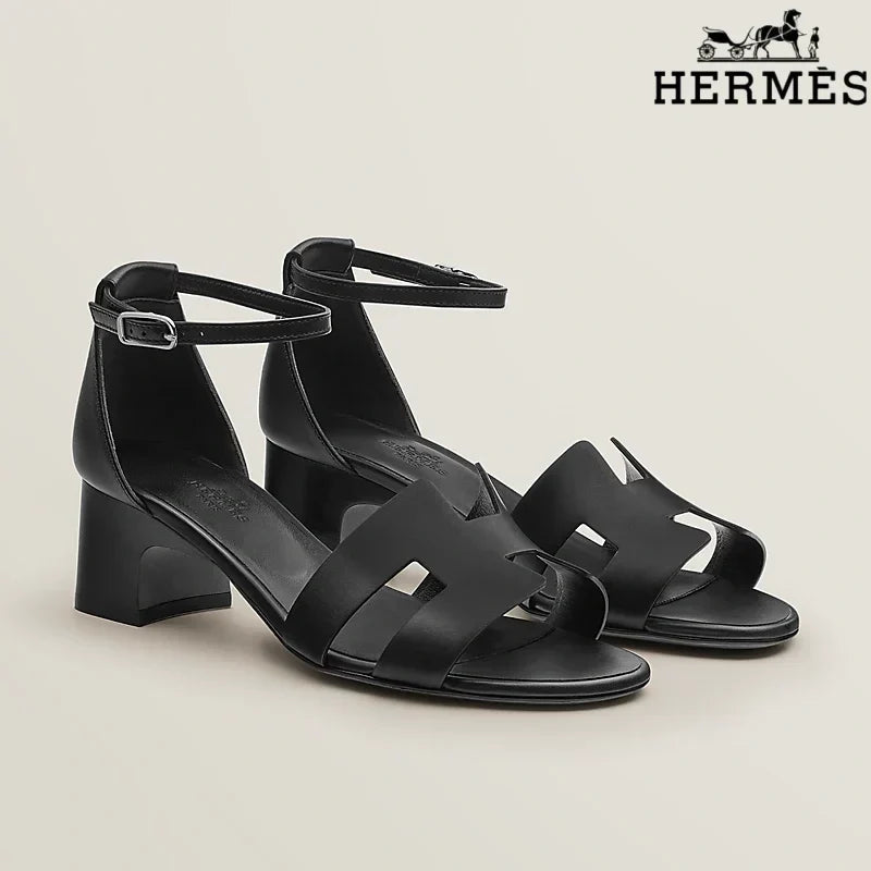 Hermès Oasis Black Heeled Sandal