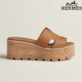 Hermès Eze Brown Wedge Sandal