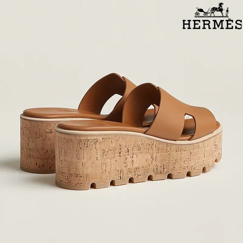 Hermès Eze Brown Wedge Sandal