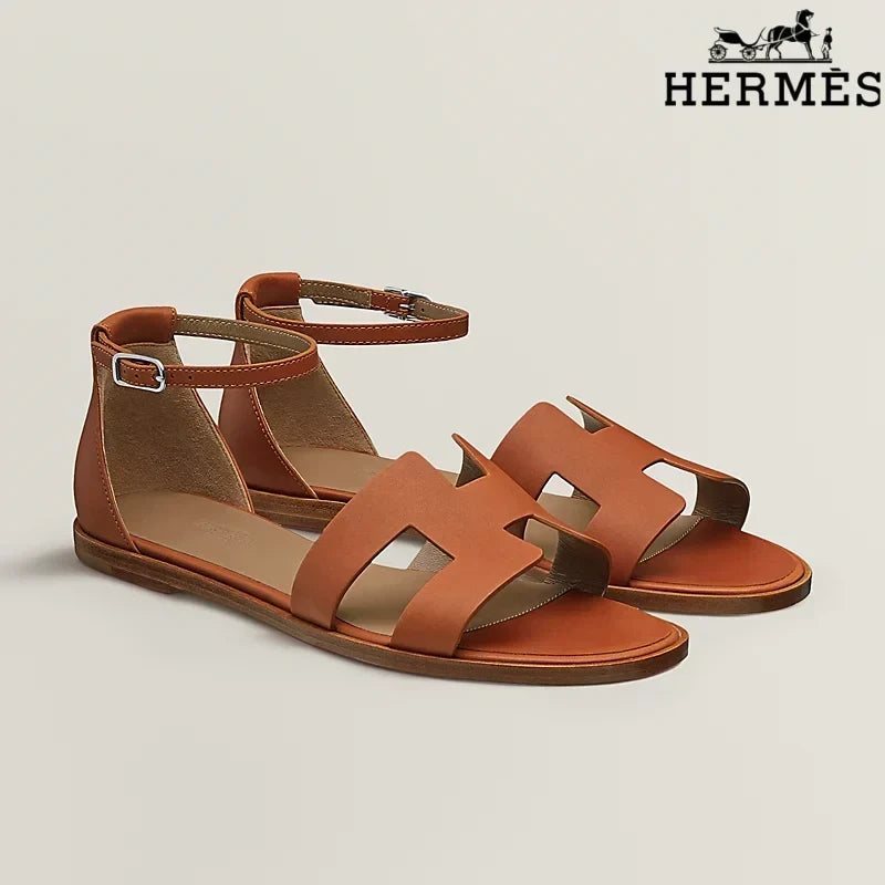 Hermès Oran Leopard Print Flat Sandal