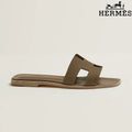 Hermès Oran Taupe Flat Sandal