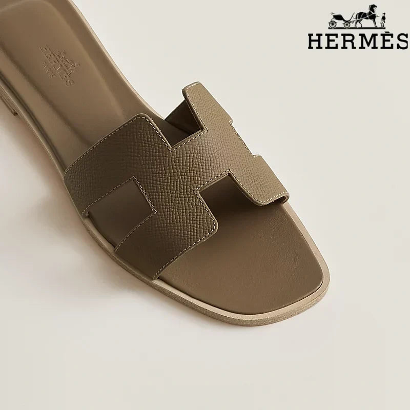 Hermès Oran Taupe Flat Sandal