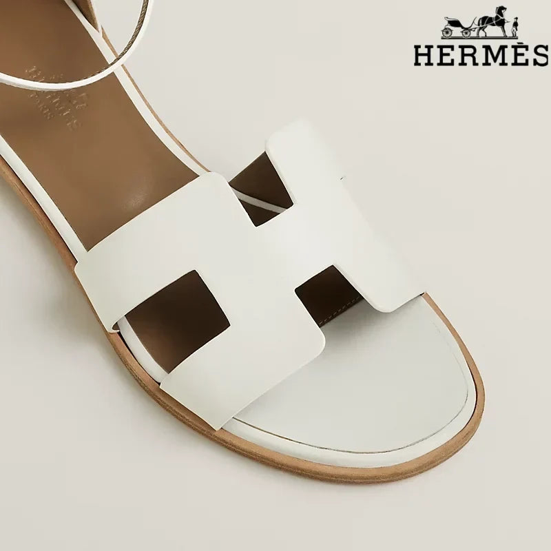 Hermès Santorini White Flat Sandals