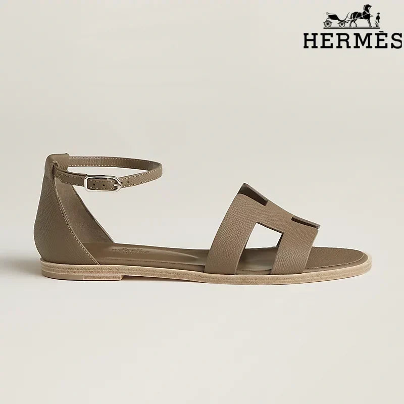 Hermès Santorini Taupe Flat Sandals