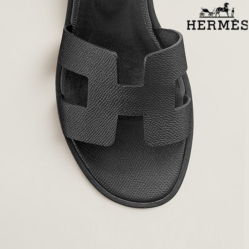 Hermès Santorini Black Flat Sandals