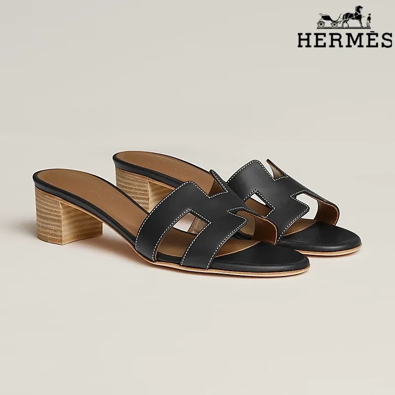 Hermès Brown Leather Oran Slide Sandals