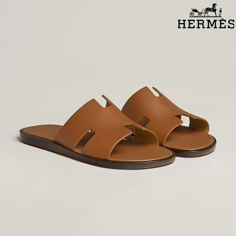 Hermès Brown Leather Oran Slide Sandals