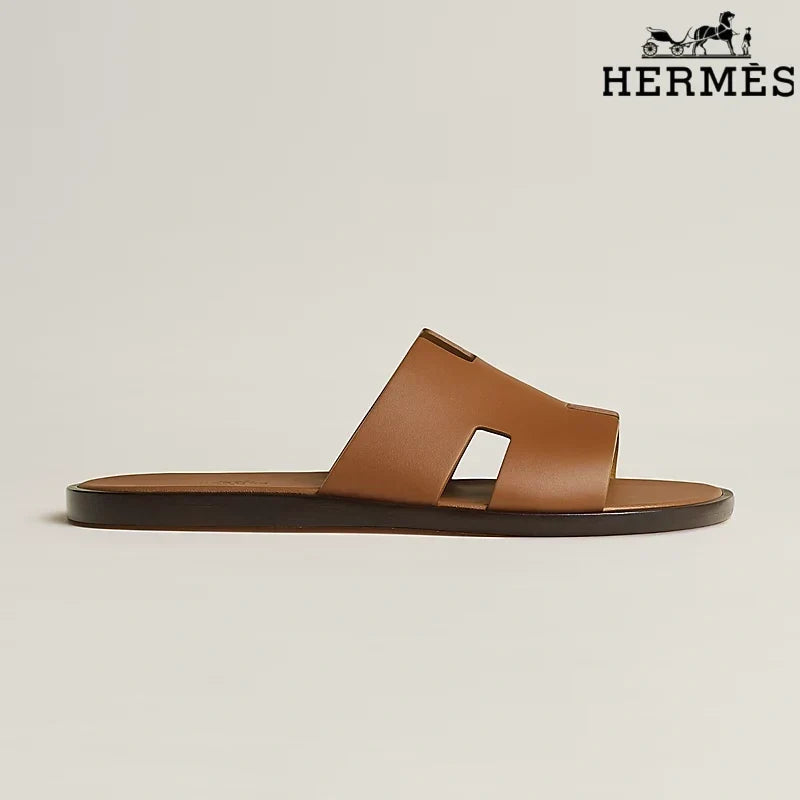 Hermès Brown Leather Oran Slide Sandals