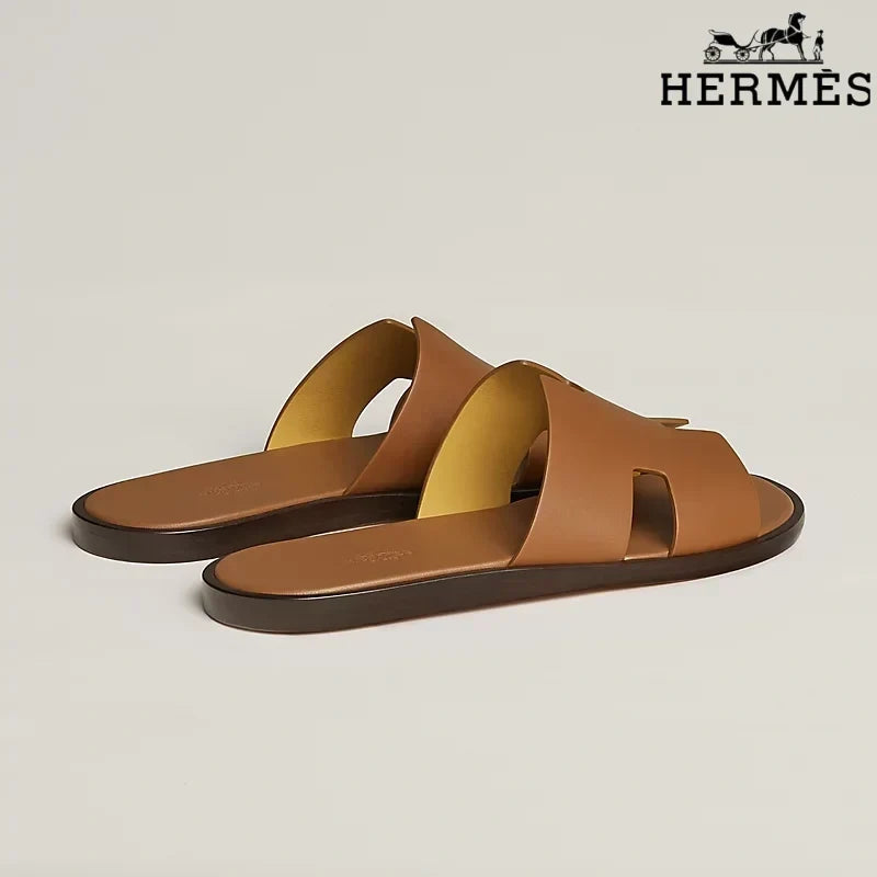 Hermès Brown Leather Oran Slide Sandals