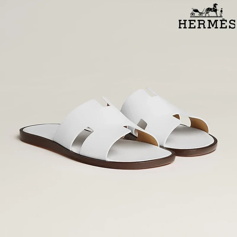 Hermès  female slides White Leather Oran Slide Sandals