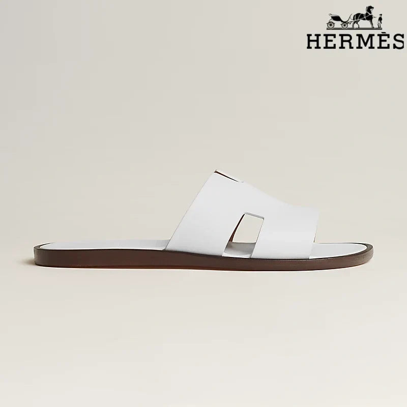Hermès  female slides White Leather Oran Slide Sandals