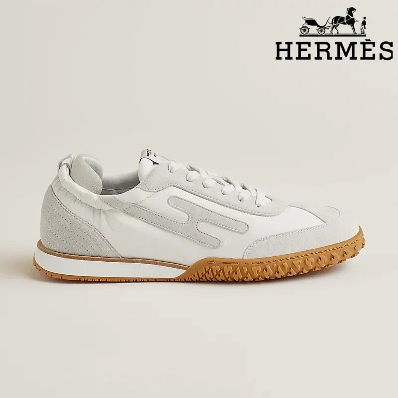 Hermès womens shoes men sneaker White and Grey Suede Sneakers