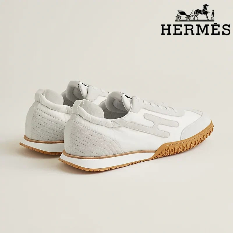 Hermès womens shoes men sneaker White and Grey Suede Sneakers