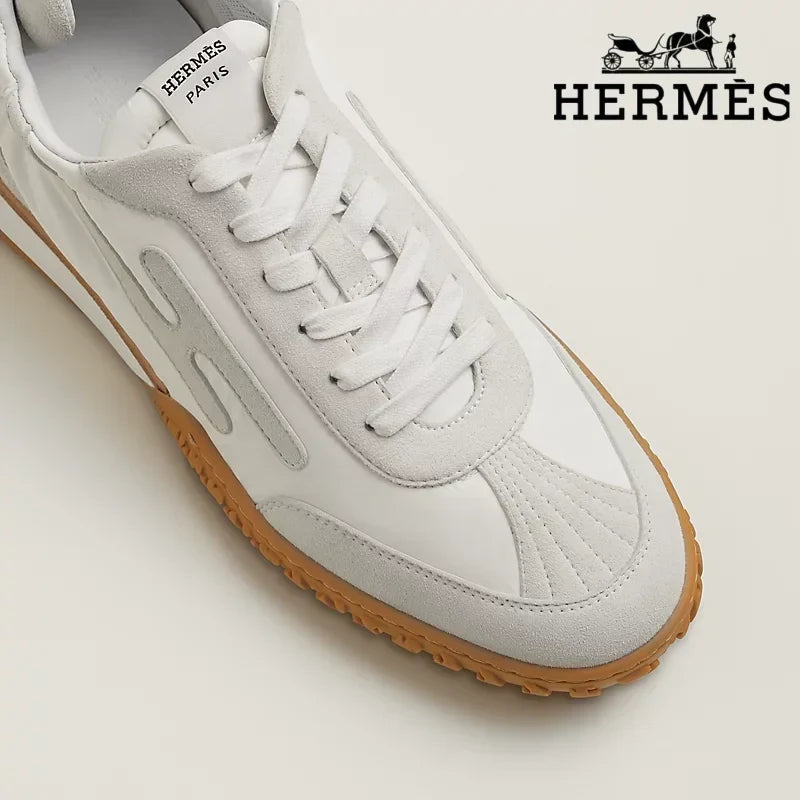 Hermès womens shoes men sneaker White and Grey Suede Sneakers