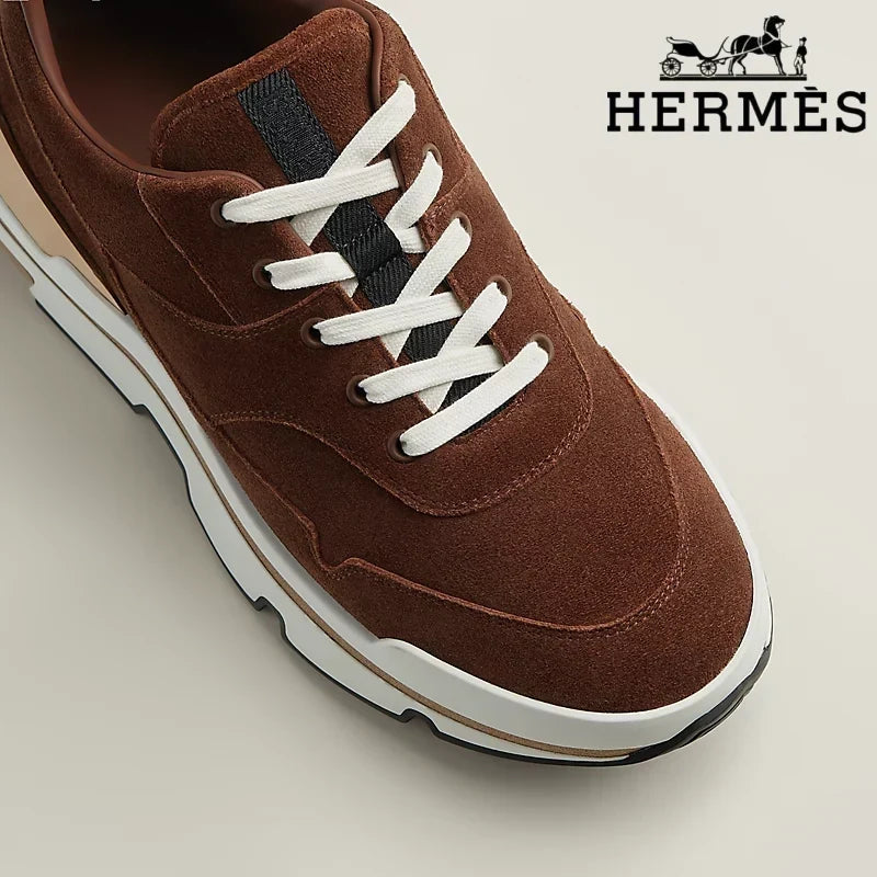 Hermès Brown Suede Platform Sneakers