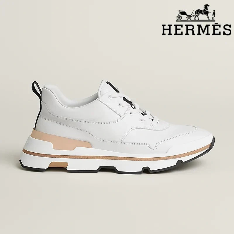 Hermès womens shoes men sneaker White Leather Platform Sneakers