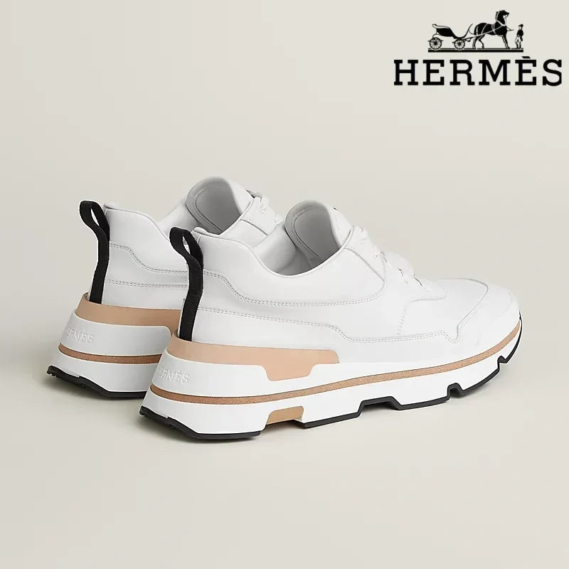 Hermès womens shoes men sneaker White Leather Platform Sneakers