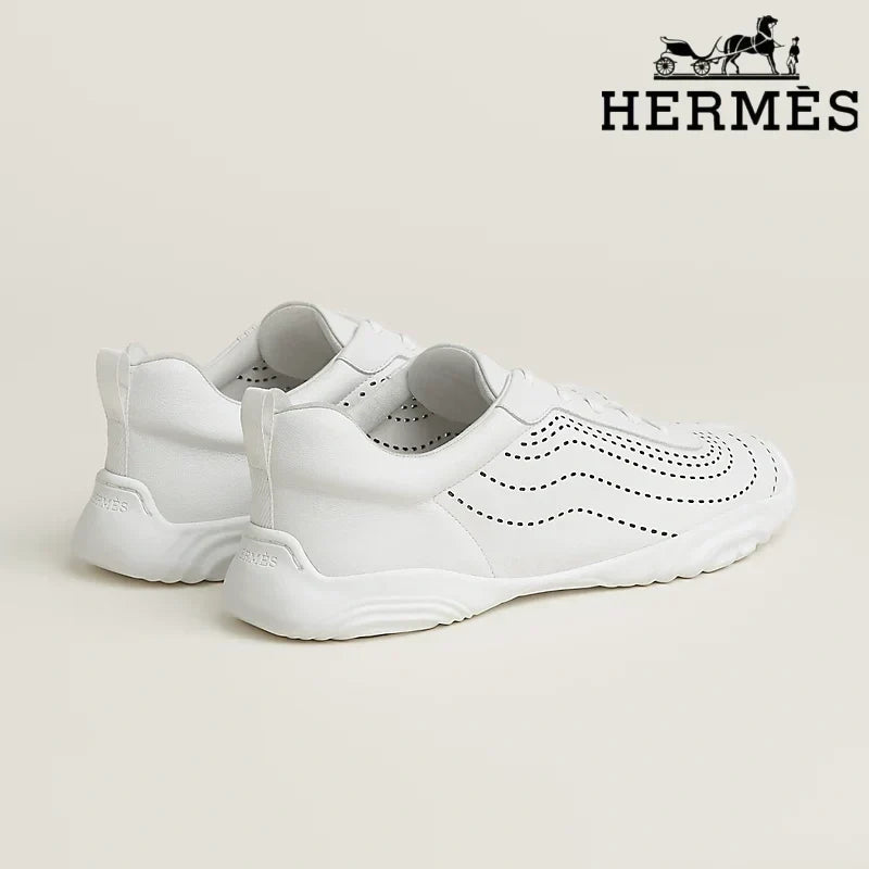 Hermès womens shoes men sneaker White Perforated Leather Sneakers
