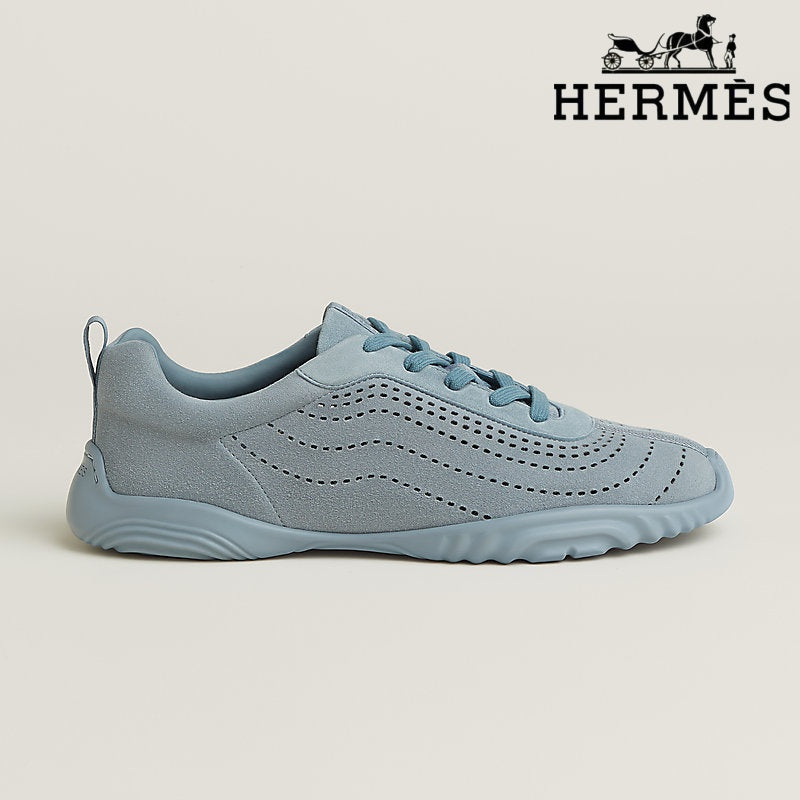 Hermès Light Blue Perforated Suede Sneakers