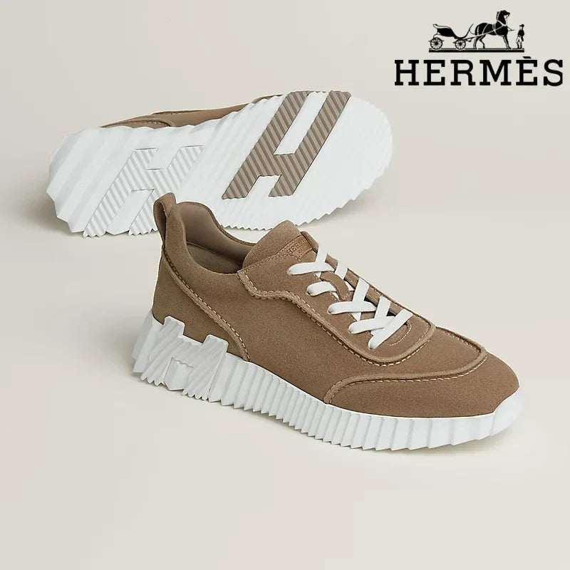 Hermès Brown Suede Ridged Sole Sneakers