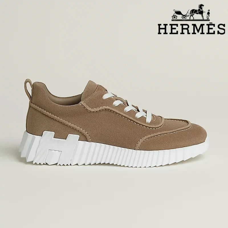 Hermès Brown Suede Ridged Sole Sneakers